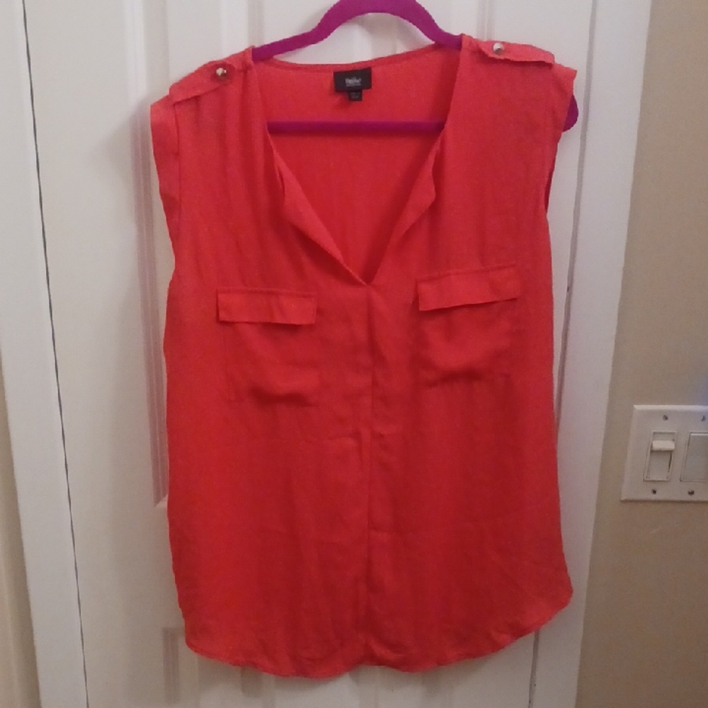 massimo Vibrant Orange Sleeveless Blouse